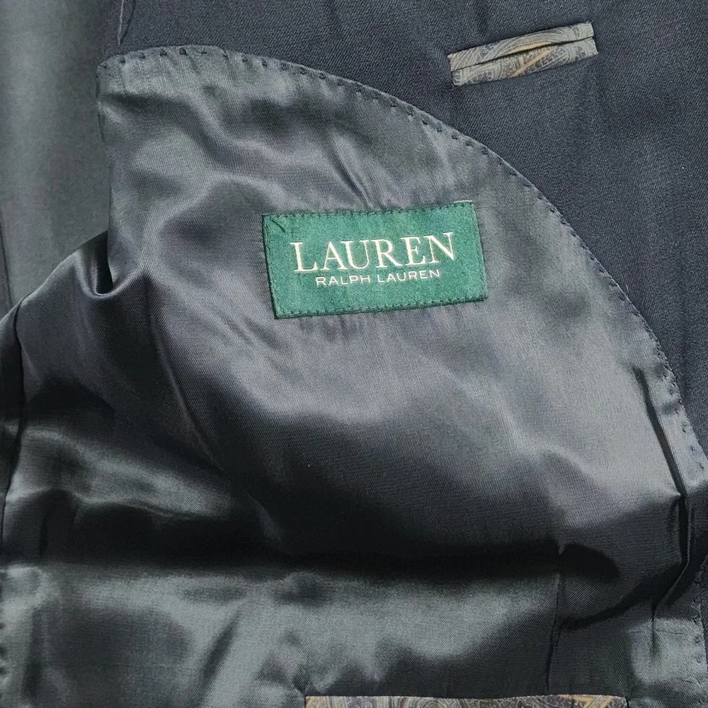 Lauren Ralph Lauren Mens 50R Navy Blue Blazer 100 Wool Two Button Sport Coat